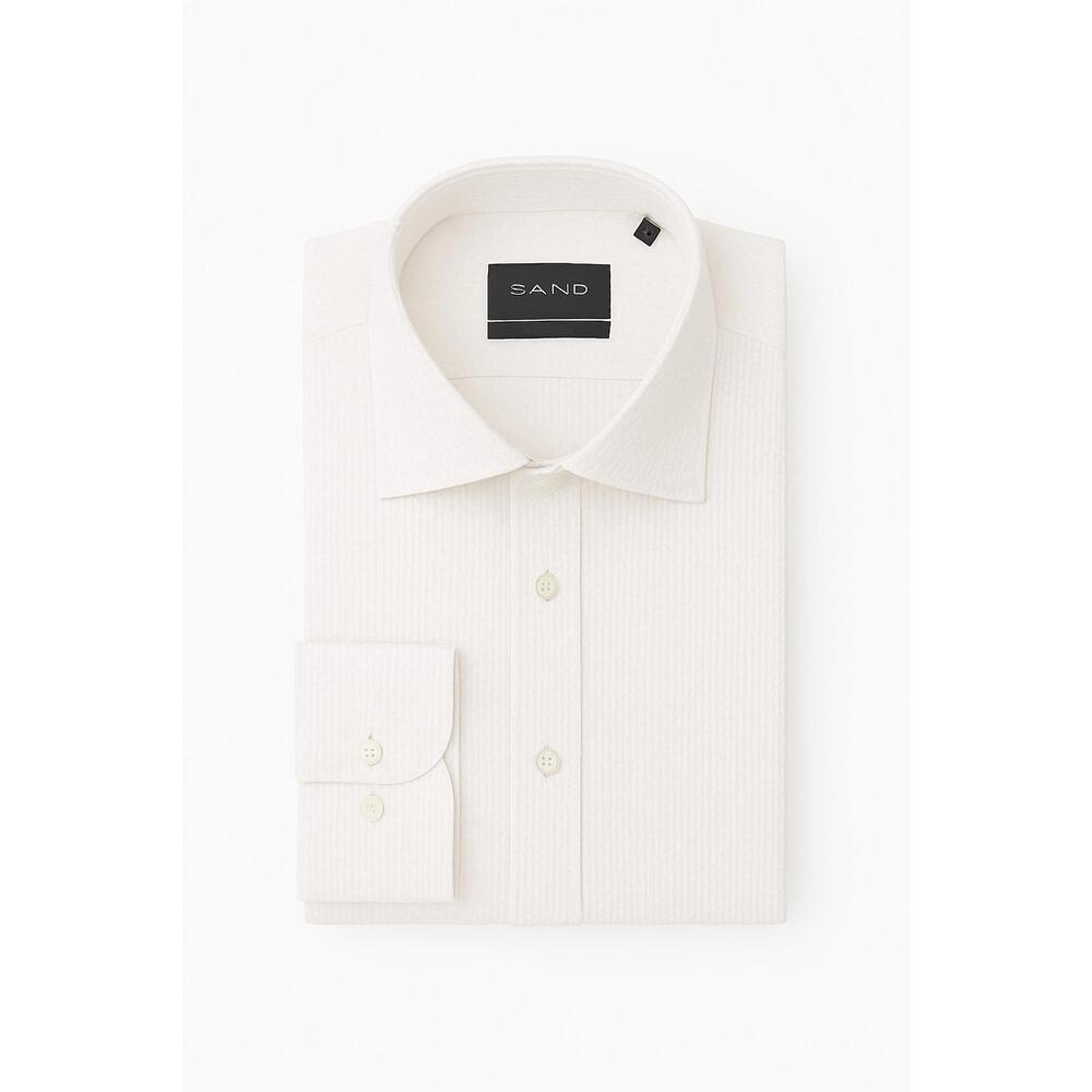 NEW SAND men seersucker state soft long sleeve shirt in white